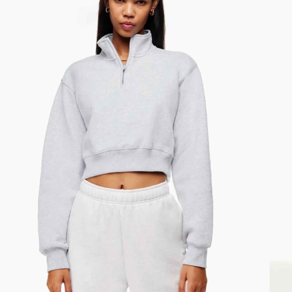 TNA cozy fleece half zip cropped sweatshirt